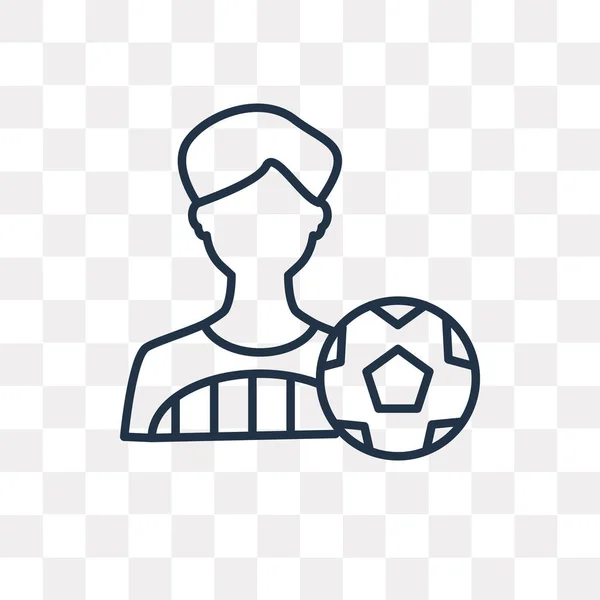 Jugador Fútbol Vector Esquema Icono Aislado Sobre Fondo Transparente Lineal — Vector de stock