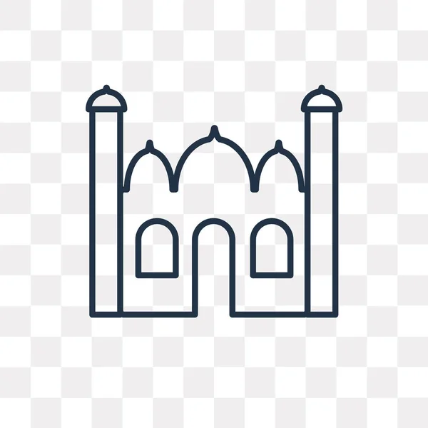 Taj Mahal Wektor Zarys Ikona Białym Tle Przezroczystym Tle Wysokiej — Wektor stockowy