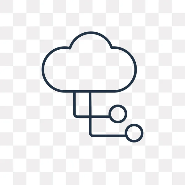 Icône Contour Vectoriel Cloud Computing Isolé Sur Fond Transparent Concept — Image vectorielle