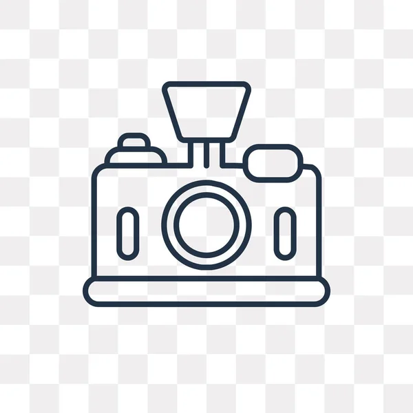Photo Camera Vector Outline Icon Isolated Transparent Background High Quality — Stock Vector
