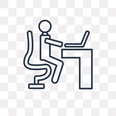 Çalışma vektör anahat simgesini şeffaf arka plan üzerinde yüksek kalitede doğrusal çalışma saydamlık kavramı izole olabilir kullanılan web ve mobil