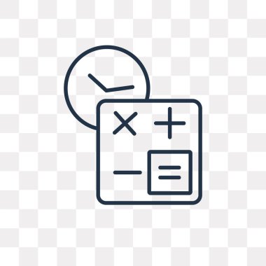 Hesap makinesi vektör anahat simgesini şeffaf arka plan üzerinde yüksek kalitede doğrusal hesap makinesi saydamlık kavramı izole olabilir kullanılan web ve mobil