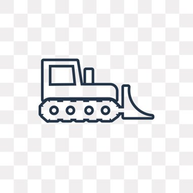 Buldozer vektör anahat simgesini şeffaf arka plan üzerinde yüksek kalitede doğrusal buldozer saydamlık kavramı izole olabilir kullanılan web ve mobil
