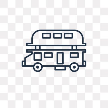 Çift katlı otobüs vektör anahat simgesini şeffaf arka plan üzerinde yüksek kalitede doğrusal çift katlı otobüs saydamlık kavramı izole olabilir kullanılan web ve mobil