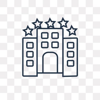 Otel vektör anahat simgesini şeffaf arka plan üzerinde yüksek kalitede doğrusal Hotel saydamlık kavramı izole olabilir kullanılan web ve mobil