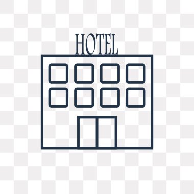 Otel vektör anahat simgesini şeffaf arka plan üzerinde yüksek kalitede doğrusal Hotel saydamlık kavramı izole olabilir kullanılan web ve mobil