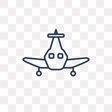 Uçak vektör anahat simgesini şeffaf arka plan üzerinde yüksek kalitede doğrusal uçak saydamlık kavramı izole olabilir kullanılan web ve mobil