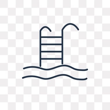 Yüzme Havuzu vektör anahat simgesini şeffaf arka plan üzerinde yüksek kalitede doğrusal yüzme havuzu saydamlık kavramı izole olabilir kullanılan web ve mobil