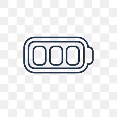 Tam pil vektör anahat simgesini şeffaf arka plan üzerinde yüksek kalitede doğrusal tam dolu pil saydamlık kavramı izole olabilir kullanılan web ve mobil