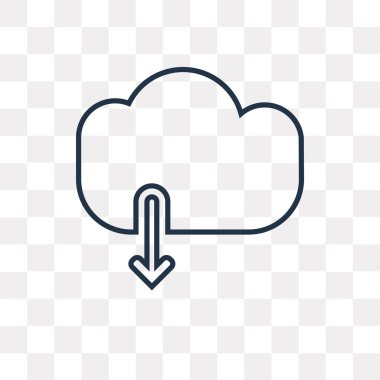 Download--dan bulut vektör anahat simgesini şeffaf arka plan üzerinde yüksek kaliteli bulut şeffaflık konseptinden doğrusal Download-ebilmek var olmak izole kullanılan web ve mobil