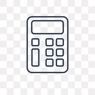 Hesap makinesi vektör anahat simgesini şeffaf arka plan üzerinde yüksek kalitede doğrusal hesap makinesi saydamlık kavramı izole olabilir kullanılan web ve mobil