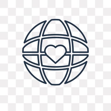 Dünya vektör anahat simgesini şeffaf arka plan üzerinde yüksek kalitede doğrusal dünya saydamlık kavramı izole olabilir kullanılan web ve mobil