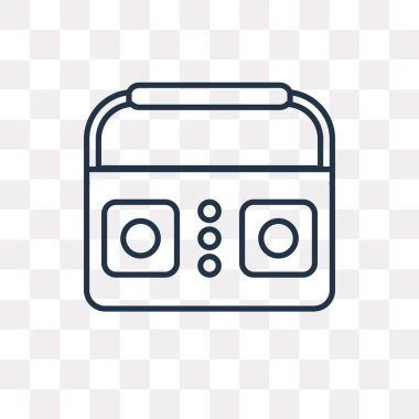 Kullandığınız web ve mobil radyo kaset vektör anahat simgesini şeffaf arka plan üzerinde yüksek kalitede doğrusal radyo kaset saydamlık kavramı izole olabilir