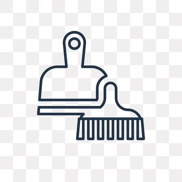 Icono Contorno Vectores Dustpan Brush Aislado Sobre Fondo Transparente Concepto — Vector de stock