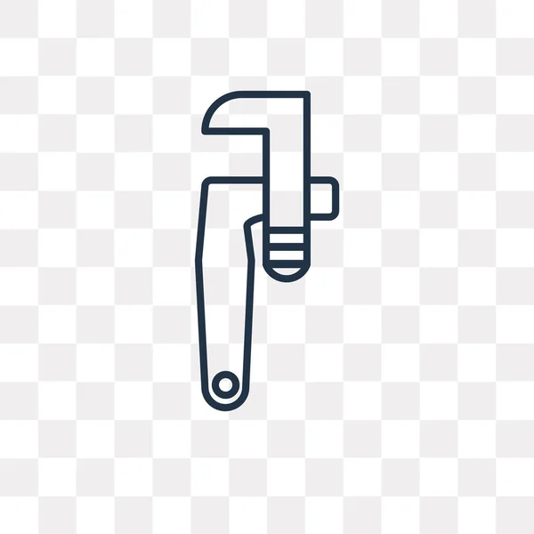 Stillson Wrench Vector Contorno Icono Aislado Sobre Fondo Transparente Concepto — Vector de stock