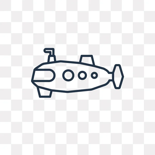小潜艇矢量轮廓图标隔离在透明的背景下 高品质的线性小潜艇透明度概念可以使用网络和移动 — 图库矢量图片