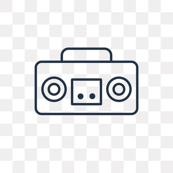 Boombox Vector Overzicht Pictogram Geïsoleerd Transparante Achtergrond Hoge Kwaliteit Lineaire — Stockvector