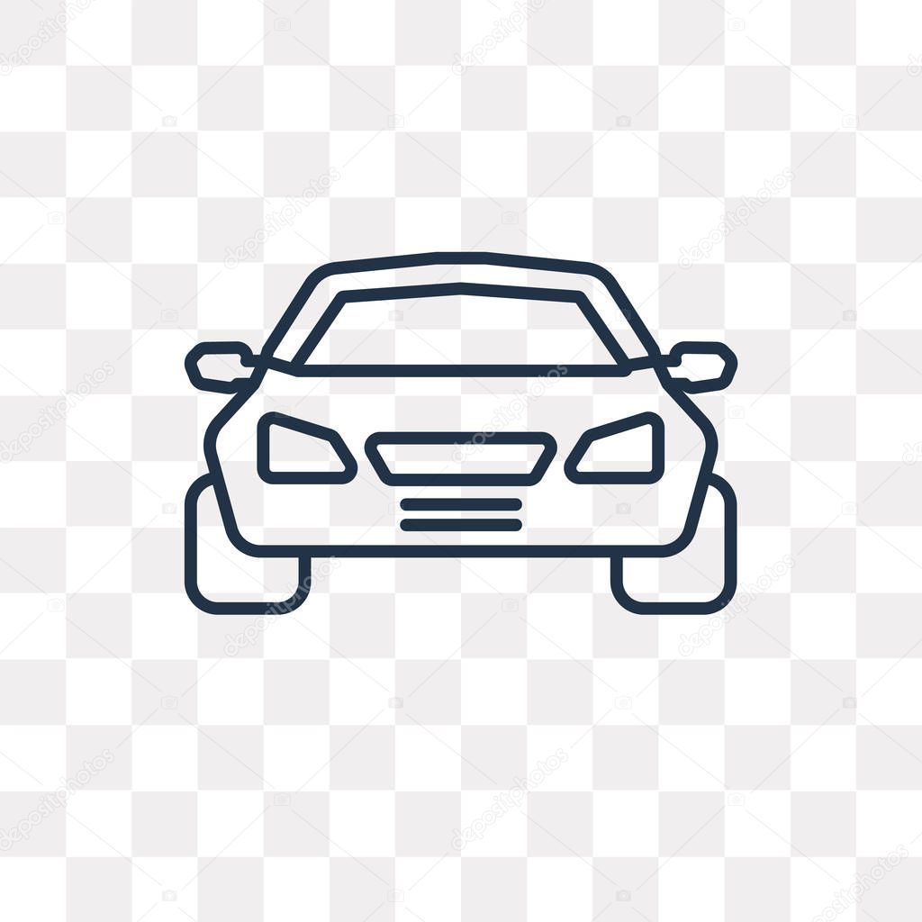 Car frontal view vector outline icon isolated on transparent background, high quality linear Car frontal view transparency concept can be used web and mobile