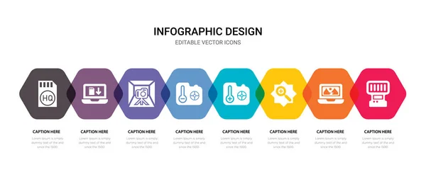 Conjunto Simple Flash Portátil Zoom Iconos Temperatura Contiene Como Iconos — Vector de stock