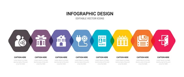 Conjunto Simple Disquete Calendario Iconos Periódico Contiene Como Iconos Cancelar — Vector de stock