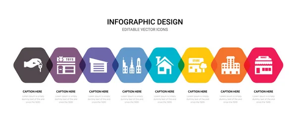 Conjunto simple de mercado, edificios, tienda, iconos de la casa, contiene su — Vector de stock