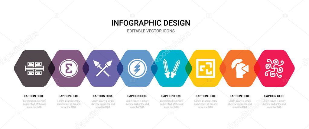 simple set of pattern, helmet, maze, swords icons, contains such as icons lightning, spear, sigma, pattern and more. 64x64 pixel perfect. editable vector set