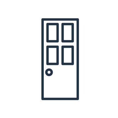 Beyaz arka plan üzerinde kapı şeffaf işareti izole kapı simge vektör