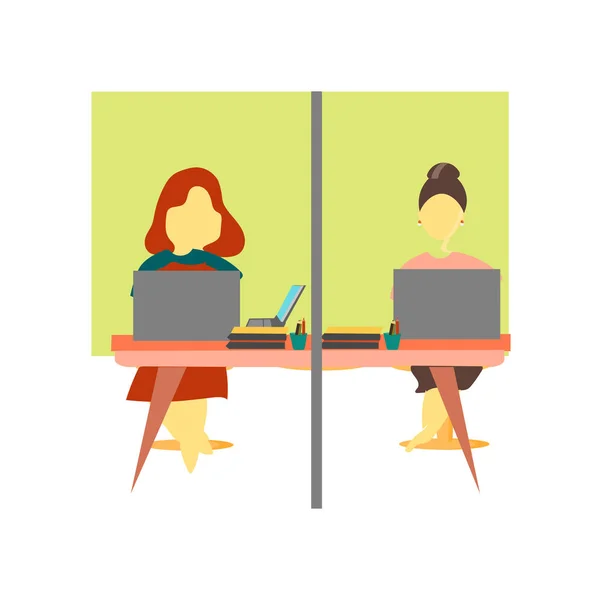Modern Kadın Office Vektör Logo Kavramı Içinde Coworking Web Mobil — Stok Vektör