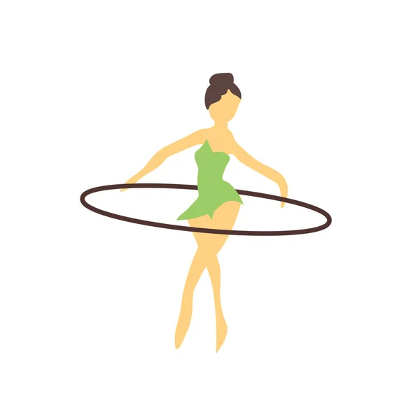 Fille Hula Hoop Vecteur Vecteur Isolé Sur Fond Blanc Pour — Image vectorielle