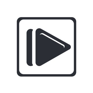 Kare Yürüt düğmesini simge vektör web ve mobil uygulaması tasarımı, kare Yürüt düğmesini logo kavramı üzerinde izole beyaz arka plan