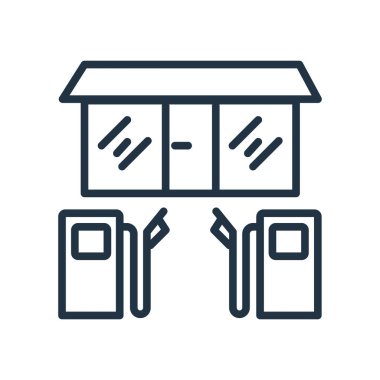 Beyaz arka plan üzerinde benzin istasyonu şeffaf işareti izole benzin istasyonu simge vektör