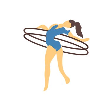 Kız hula hoop vektör vektör web ve mobil uygulaması tasarımı, kız hula hoop vektör logo kavramı üzerinde izole beyaz arka plan