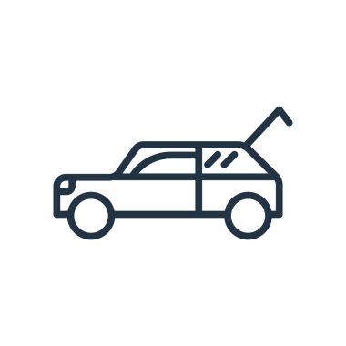 Gövde açık simge vektör, beyaz arka plan üzerinde izole bagajı aç şeffaf işareti