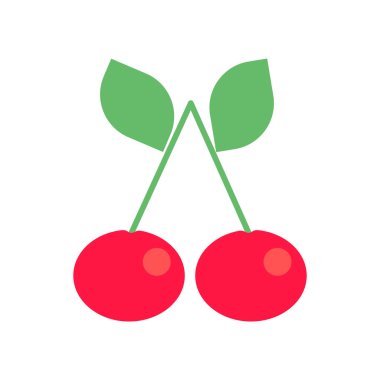 Web ve mobil uygulaması tasarımı, kiraz logo kavramı için beyaz arka plan üzerinde izole kiraz simge vektör