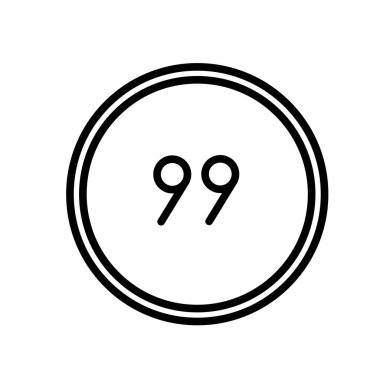 Tırnak işareti içinde bir daire simge vektör web ve mobil uygulaması tasarım, bir daire logo kavramı içinde tırnak işareti için izole üzerinde beyaz arka plan