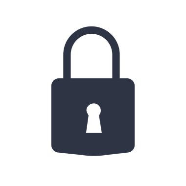 Web ve mobil uygulaması tasarım, kilitli logo kavramı için beyaz arka plan üzerinde izole kilitli simge vektör