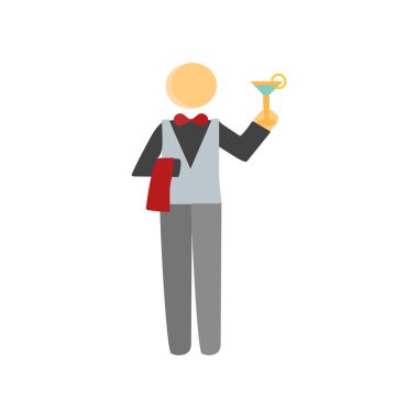 Garson simge vektör web ve mobil uygulaması tasarımı, garson logo kavramı kişi için izole üzerinde beyaz arka plan