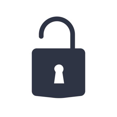 Web ve mobil uygulaması tasarımı, Unlock logo kavramı için beyaz arka plan üzerinde izole Unlock simge vektör