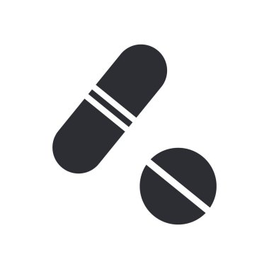 Hapları simge vektör web ve mobil uygulaması tasarımı, hap logo kavramı için izole üzerinde beyaz arka plan