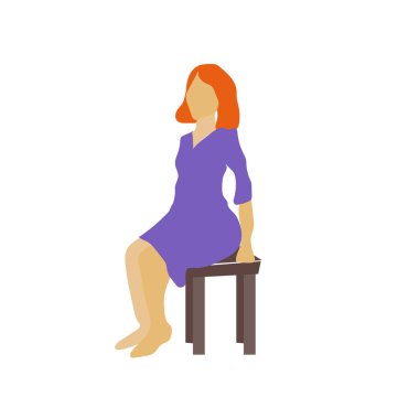 Çok web ve mobil uygulaması tasarım için beyaz arka plan üzerinde izole vektör vektör oturan kadın, Pretty Woman oturan vektör logo kavramı