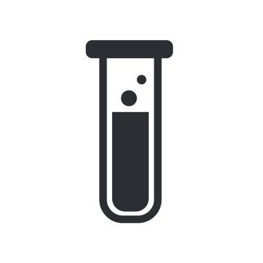 Test tüpü simge vektör web ve mobil uygulaması tasarımı, Test tüpü logo kavramı üzerinde izole beyaz arka plan