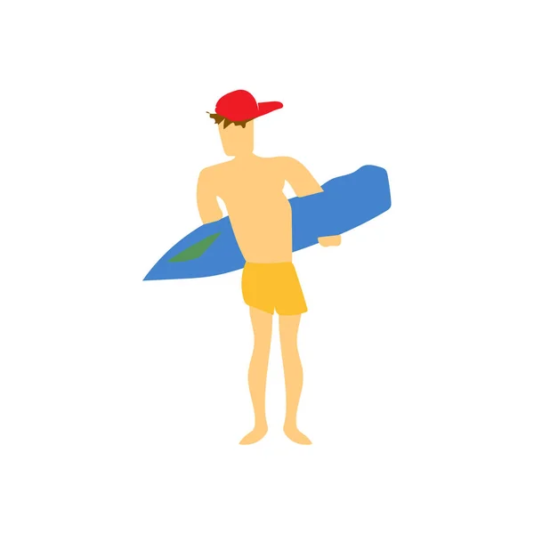 Hombre Surf Vector Vector Aislado Sobre Fondo Blanco Para Diseño — Vector de stock