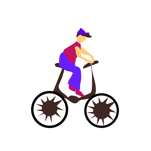 Menino Equitação Vetor Bicicleta Isolado Fundo Branco Para Seu Web —  Vetores de Stock