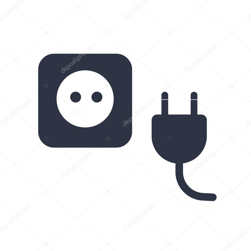 Plug icon vector isolated on white background for your web and mobile app design, Plug logo concept