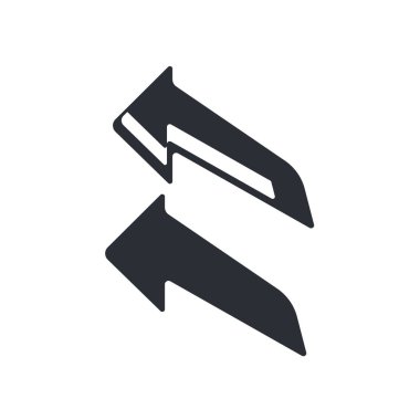 Web ve mobil uygulaması tasarım, sol eğri ok logo kavramı için beyaz arka plan üzerinde izole sol eğri ok simge vektör