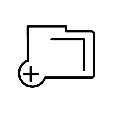 Ekle'yi klasöründe düğme simgesi üzerinde izole beyaz arka plan web ve mobil uygulaması tasarımı, Ekle klasör düğmesini logo kavramı için vektör