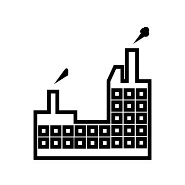 Sanayi kirletici simgesiyle bina izole üzerinde beyaz arka plan web ve mobil uygulaması tasarım, endüstriyel kirletici logo kavramı ile bina için vektör