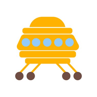 Uzay gemisi simge vektör web ve mobil uygulaması tasarımı, uzay gemisi logo kavramı üzerinde izole beyaz arka plan