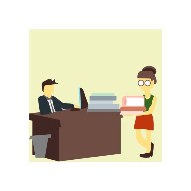 Web ve mobil uygulaması tasarımı, ofis vektör logo kavramı içinde çalışan insanlar izole üzerinde beyaz arka plan emekçilerin office vektör vektör