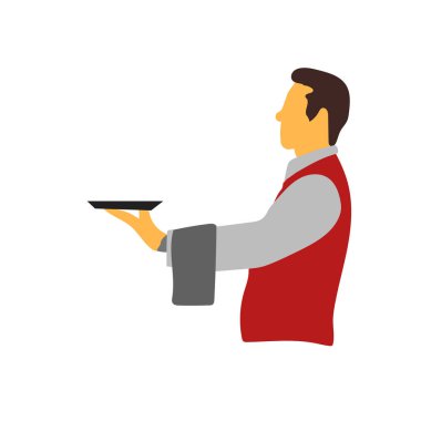 Beyaz arka plan üzerinde garson şeffaf işareti izole garson simge vektör